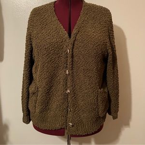 Fluffy Olive Green Cardigan